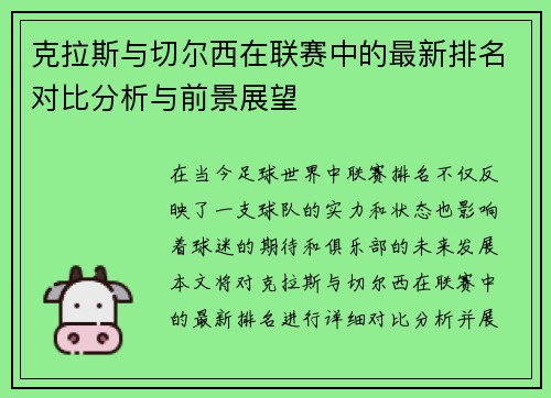 克拉斯与切尔西在联赛中的最新排名对比分析与前景展望